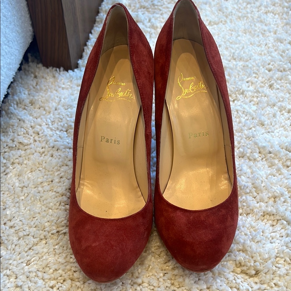 Authentic Christian Louboutin Red Suede Pumps